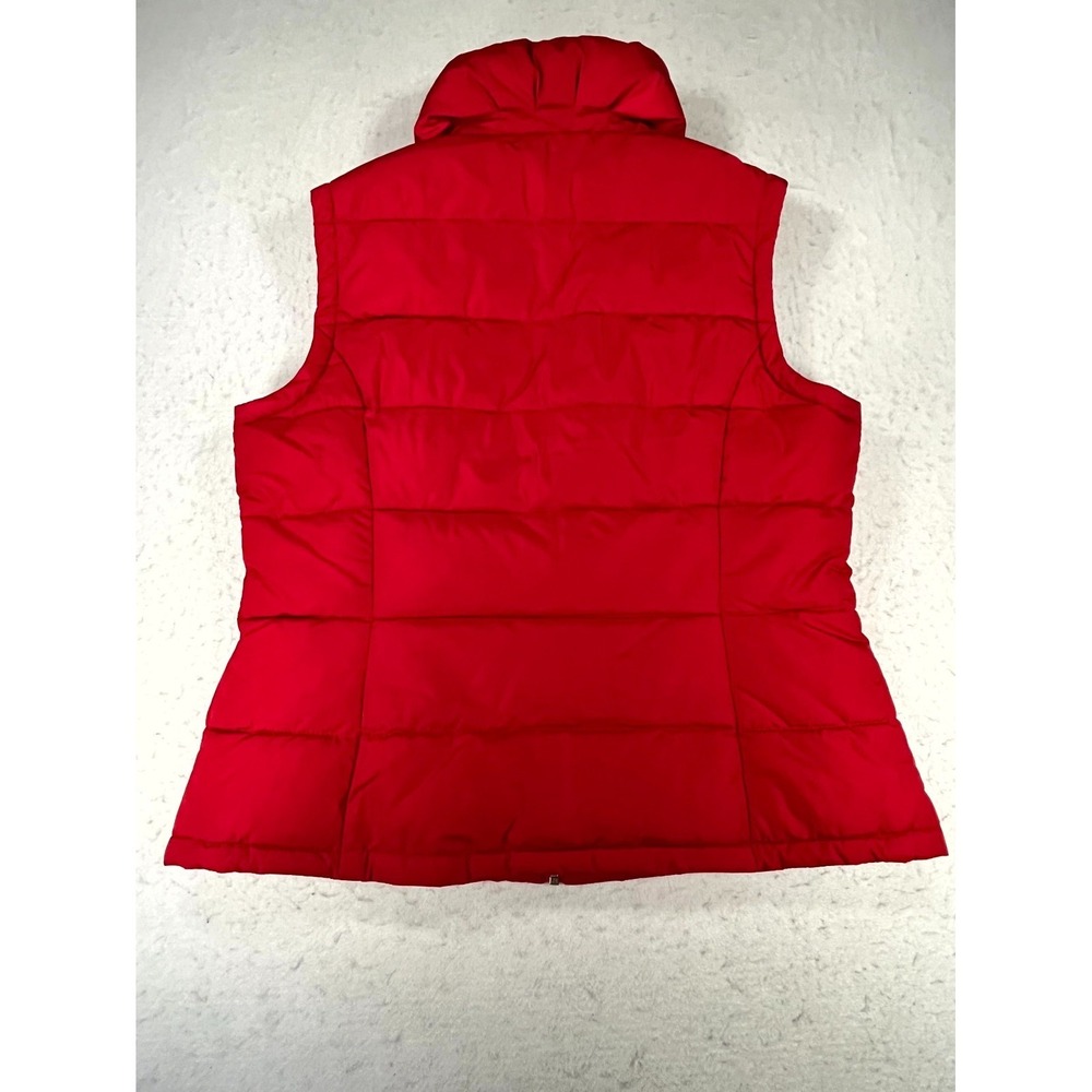 Calvin Klein Puffer Vest Womens Large Red Quilted Full Zip Gold Tone Hardware - Picture 9 of 11